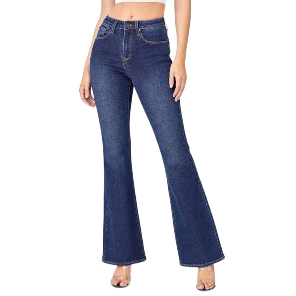 Dark Blue High-Rise Flare Jeans - Women